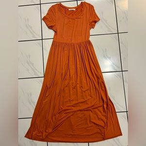 Essentials Women's Short-Sleeve Waisted Maxi Dress